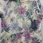 J. Jill purple green floral linen blend open knit breathable top size small Photo 3