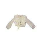 BCBGeneration  Women's Sheer Polka Dot Tie-Front Blouse White Size M Photo 4