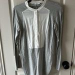 Vince Mixed Media Long Sleeve Button Down XS Photo 0