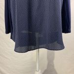 Loft Ann Taylor  Scoop Neck Navy Blue Diamond Pattern 3/4 Sleeve Top Size XL Photo 3