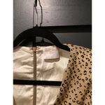 Miss Circle Asymmetrical Leopard Metallic Mini Long Sleeve V Neck Ruched Dress S Brown Photo 2