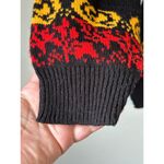 American Pride Medium Black Sweater Red Yellow Swirl Pattern Crew Neck Vintage Photo 5
