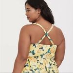 Torrid  rose peplum swim tankini top size 2X F cup yellow rose Photo 1