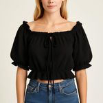 SheIn Black Off-Shoulder Crinkle Crop Top 3XL Photo 0