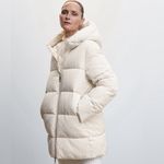 Mango CREAM COLOR HOOD QUILTED WATER REPELLENT COAT SIZE XXS NWT Photo 5