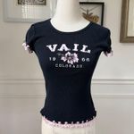 Vintage Y2K Kavio! Vail Colorado Baby Tee Cropped S Black Photo 0