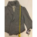 Jolt Gray Cotton Ruffle Textured Blazer Jacket Sz L Women Photo 4