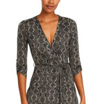 Calvin Klein Snakeskin Print Classic Wrap Dress Brown Size 10 Retro Neutral Fall Photo 0