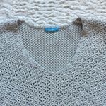 J. McLaughlin Crochet Open Knit Weave Sweater S Gray Metallic Mesh Beachy Mermaid Photo 0