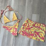 frankie's bikinis Swimsuit peace terry set of 3 womens Yellow Pink (medium) 70s Photo 1