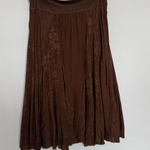 Free People Brown Flowy Bohemian Chic Floral Middi Skirt  Photo 0