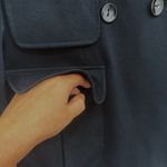 Sandro  Sportswear Black Double Breasted Peacoat Jacket Stretch Lined M Photo 12