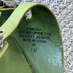 Vintage Nine West Lime Green Satin Rhinestone Buckle Kitten Heels Mules Slides 7 Photo 7