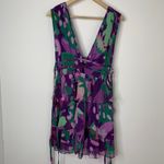 Roccoco Sand Aerin Pleated Cutout Chiffon Mini Dress Womens Medium Purple Photo 2