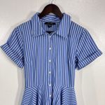 Ivy + Blu Striped Shirt Dress Fit & Flare handkerchief hem Cotton Blue White 10 Blue Photo 7