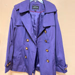 London Fog  Womens Purple Double Breasted Trench Coat Jacket Medium Photo 0