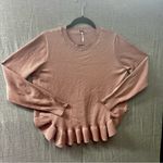 Poof! Round Ruffle Hem Sweater Ribbed Knit Dusty Rose Crewneck size Large Photo 2
