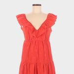 J.Crew Ruffled Scoop Neck Taffeta Maxi Dress Size 6 Sunset Red Orange Photo 2
