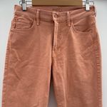 Mother The Insider Ankle Fray‎ Raw Hem Jeans in Chalk It Up Terracotta Sz 28 Orange Photo 2