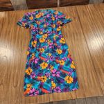 Vintage short sleeve floral tropical mod peplum pleated pin up retro dress Pink Photo 5