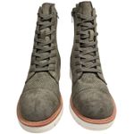 MIA  Womens Olive Green Perforated‎ Lace Up Ankle Boots Lug Heel Side Zip 6.5 NEW Photo 4