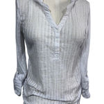 Billabong  Textured Hooded Henley Long Sleeve Tunic Top White Sheer Drawstring XS Photo 0