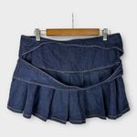 Cider Womens size Large Denim Ruffle Hem Micro Mini Skort Skirt Photo 0