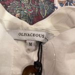 Olivaceous  Linen blend Button Down Tie Back
Mini Dress White Photo 4