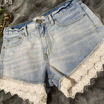 Free People  Denim Lace Trim Women's Shorts Photo 1