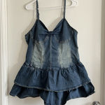 Denim Mini Dress Baby Sweet Loli Babydoll Fit M/L Blue Size M Photo 0