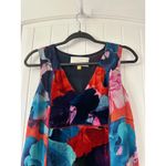 Anthropologie Leifsdottir Silk Floral Print Velvet‎ Panel Sleeveless Dress 0 Blue Photo 1