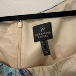 Adrianna Papell  Blue Floral Gold Metallic Square Neck Midi Dress 14 Photo 4