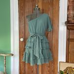 NWT Lulu’s All The Sage One Shoulder Ruffle Dress ~ size Large Green Photo 2