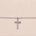 Silver Cubic Zirconia Cross Pendant Necklace for Women Photo 5