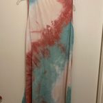 Emery Rose Womens Tank Mini Dress L Large Pastel Tie Dye Teal & Rust Beach Blue Photo 2