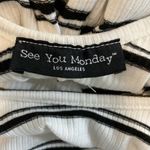 See You Monday Women's Black/White Striped Tank Top Size Medium Photo 2