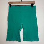 Mono B Ribbed Biker Shorts Women's L Green Stretch Nylon Spandex NWT Size L Photo 2
