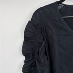 Cami NYC  Ruched Sleeve Button Front Blouse Black Textured V-Neck Size xs NWT Photo 3