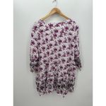 Ellos Womens White Purple Floral Button Down Shirt Size 3X Cotton Half Sleeve Photo 1