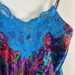 Victoria's Secret Victoria’s Secret Y2K Blue Purple Floral Nightie Size M Slip Gold Label Satin Photo 3