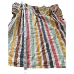 Style & Co Gauze Flutter Sleeve Top Rainbow Striped Coastal BOHO Lagenlook Beach Photo 6