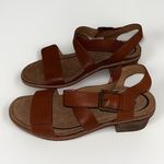 Aetrex  Kristin Cognac Heel Sandal‎ Brown Women's Size 8.5 Hook And Loop Photo 1