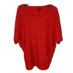 Worthington Red Sweater wave short sleeves LARGE Dolman  sleeve knit Photo 1