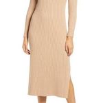 WAYF NWT X BFF Hollie Camel Ribbed Long Sleeve Sweater Dress Small Photo 0