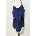 Lilly Pulitzer Navy Blue Rayon Long Sleeve Off Shoulder Pom Pom Trim Top M Photo 2