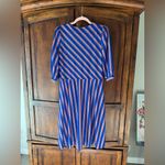 Vintage Blue and Pink Striped Midi Dress Size M Photo 5