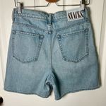 MOTHER SNACKS Cotton High Rise The Pleated Fun Dip Shorts in Just A Nibble 26 Blue Photo 3
