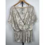 WAYF Gray Neutral Sheer Floral Dean Crossover Peplum Blouse Top Size 1X Photo 1