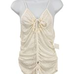 Free People  Lace Ruched Love Her Tank Top Cami Ivory White Gardenia Photo 4