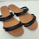 J.Crew Black Faux Leather Strappy Slip On Sandals Womens 10 Slide Beachy Shoes Photo 0